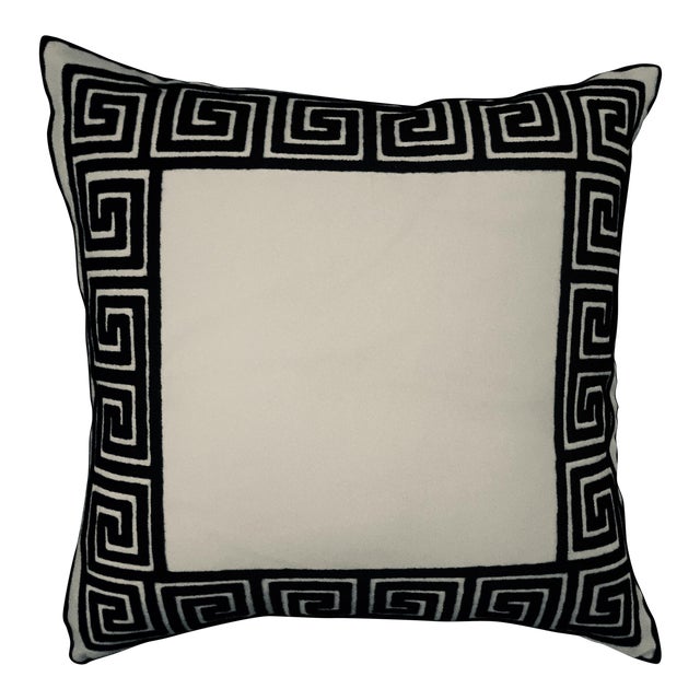 Greek Key Border Embroidered Pillow Chairish