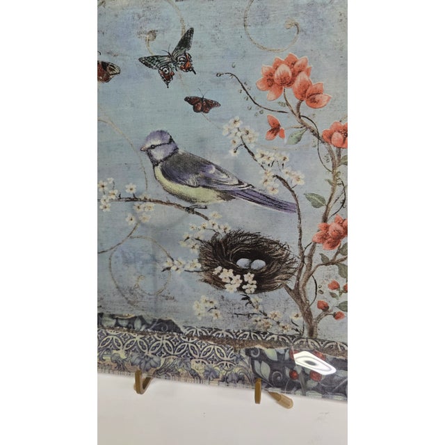 1980s Vintage Butterfly & Bird Cased Glass Tray by Janet Tava For Sale - Image 5 of 7