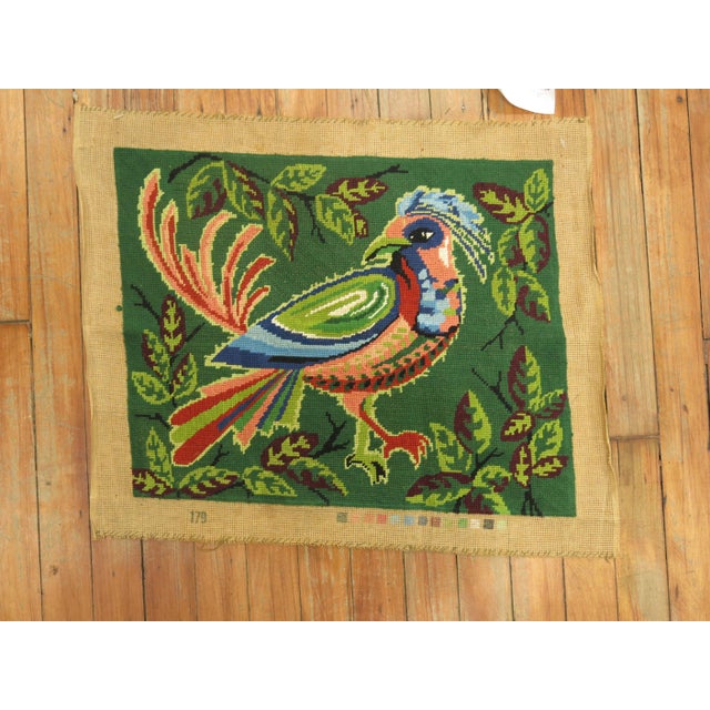 Mid-Century Modern Early 20th Century French Needlepoint with Pigeon For Sale - Image 3 of 5