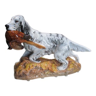 1970s Large Royal Doulton Hy 2522 Hunting Dog English Setter W/ Pheasant Vintage Signed Intial Hy For Sale