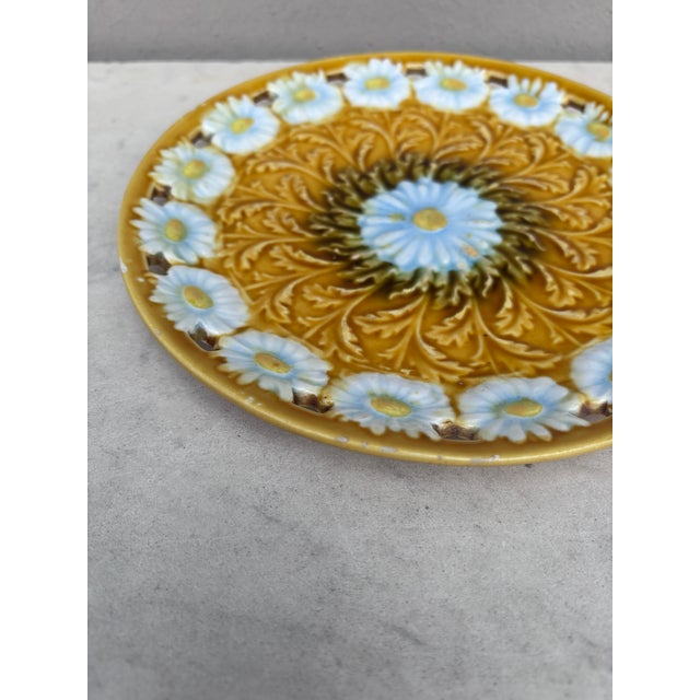 Rustic Majolica White Daisies Plate Villeroy Boch Circa 1900 For Sale - Image 3 of 4