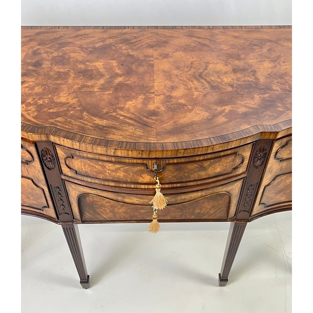 Early 20th Century Early 20th Century Theodore Alexander "Althorp Living History" Sheraton Style Serpentine Sideboard For Sale - Image 5 of 18