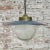 Vintage Blue Enamel and Brass Frosted Glass Pendant Light For Sale - Image 5 of 6