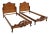 Pair of Batesville Vintage Burl Wood Single Beds For Sale