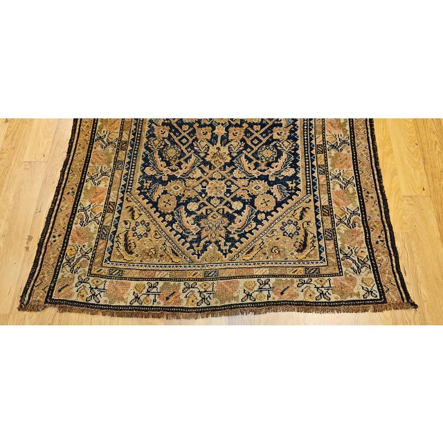Antique Persian Malayer Area Rug, Hand-Knotted Wool, Geometric Pattern, 4x7, Navy & Ivory For Sale - Image 11 of 16