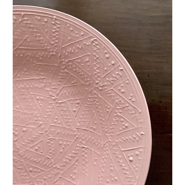 Mid-Century Modern Large Roy Hamilton Bowl in Pink on Pink "Hadley" Pattern For Sale - Image 3 of 7
