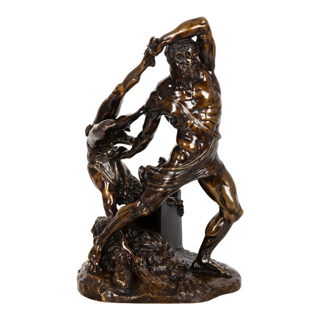 French Bronze Sculpture “Hercules Throwing Lichas” After Canova Ca. 1850 For Sale