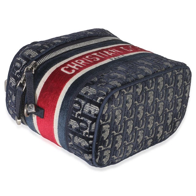 Blue Red Velvet Oblique Diortravel Vanity Case For Sale In New York - Image 6 of 8