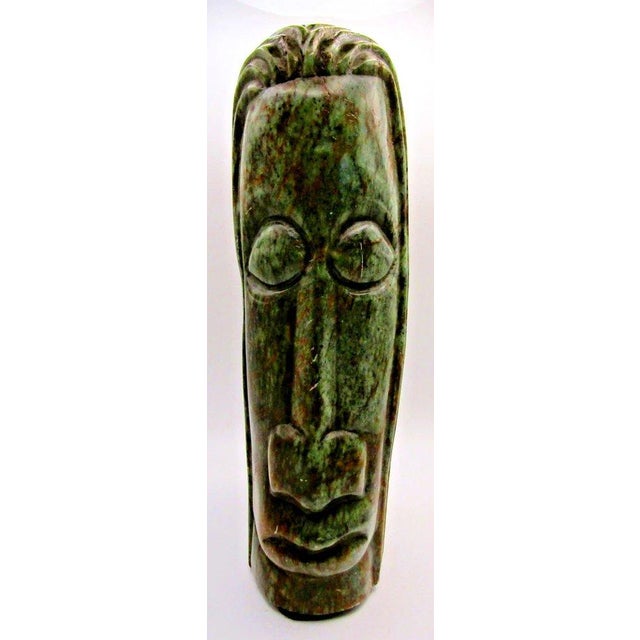 Jade 1920s Guatemalan Jadeite Jade Mayan Warrior 11.5" Carving With Two Faces and Headdress For Sale - Image 8 of 13