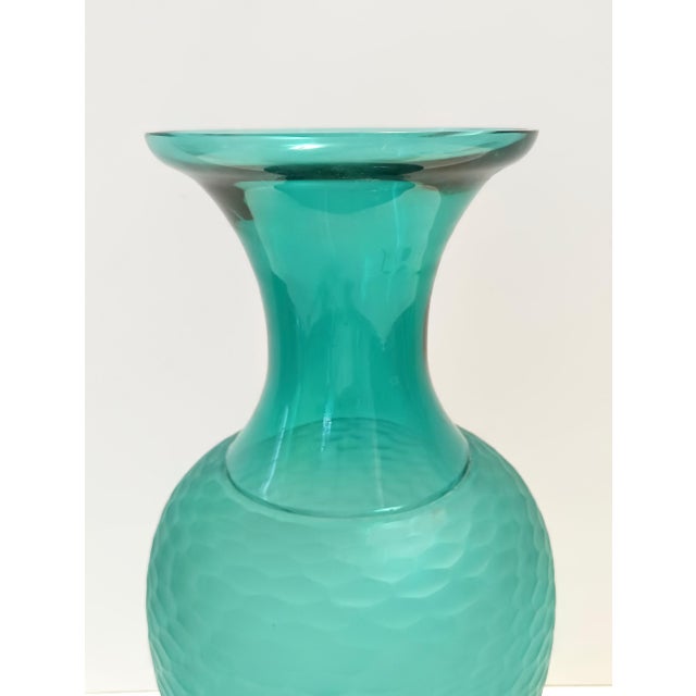 1990s Teal Polished Hand-Blown Murano Glass Vase by Vetrarti, 1990s For Sale - Image 5 of 11