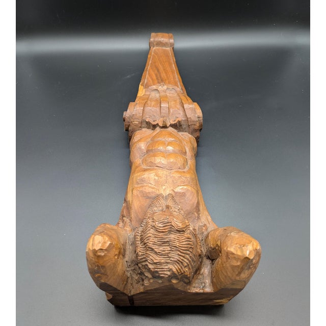 19th Century Hand-Carved Oak Architectural/Decorative Atlas Corbel For Sale - Image 11 of 12