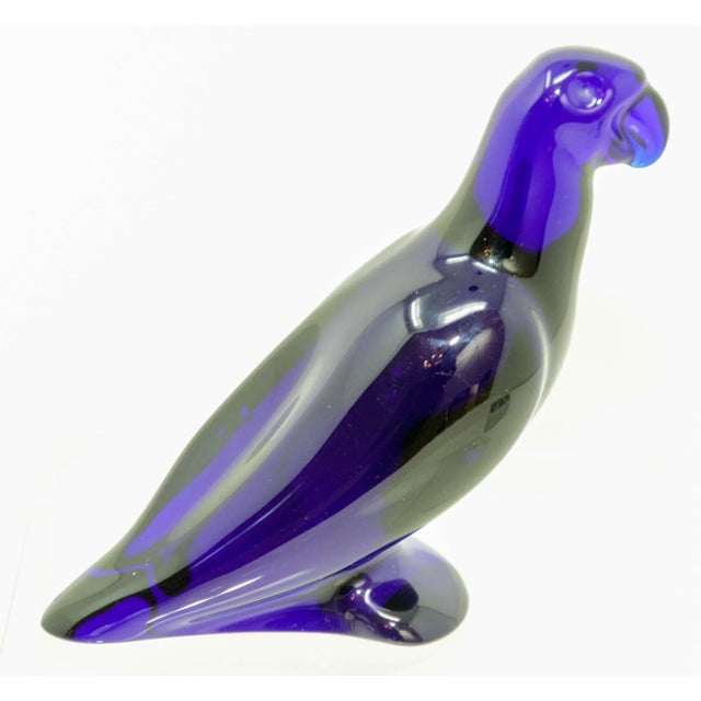 工芸品 baccarat bird honey Baccarat Crystal Cobalt Blue or Honey Amber Glass Parrot