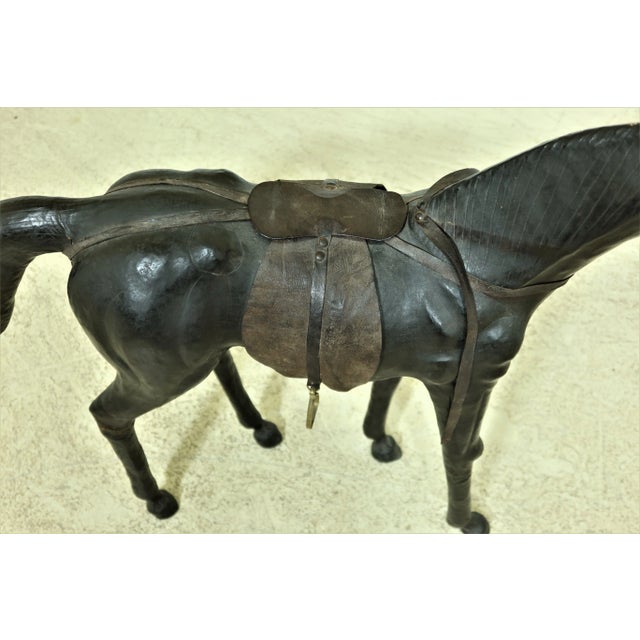 1930s Vintage Leather Horse Equestrian Statue For Sale - Image 5 of 13