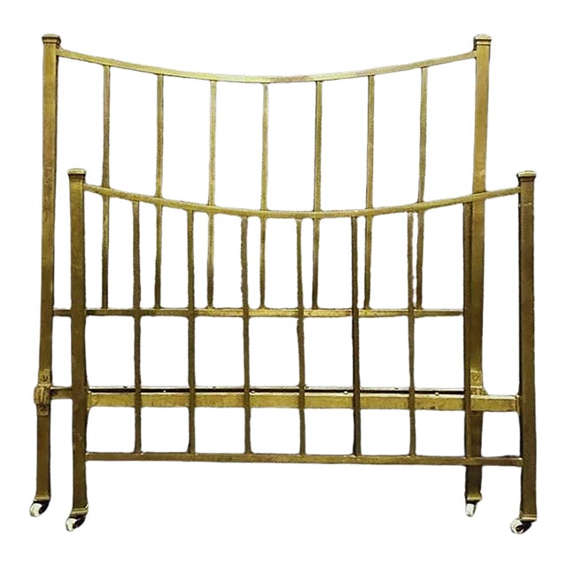 Antique Edwardian English Brass Bed Full Size, C. 1900–1920 For Sale