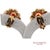 Vintage Gia Certified 14k Yellow Gold Natural Coral Earrings With Omega Back, Pair For Sale - Image 11 of 13