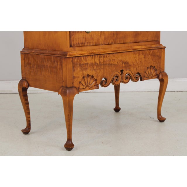 Wood Eldred Wheeler Tiger Maple Highboy Hand Signed For Sale - Image 7 of 16