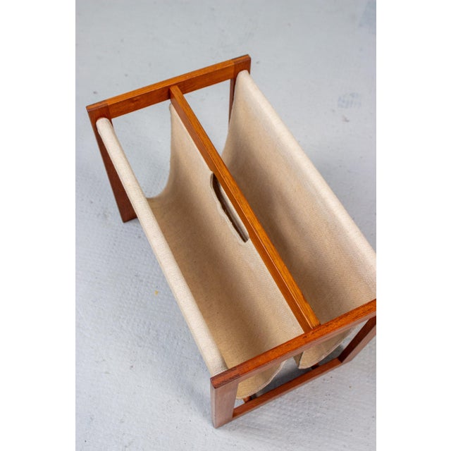 Beige Vintage Teak Newspaper Stand by Aksel Kjersgaard, 1960s For Sale - Image 8 of 11
