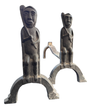 Art Deco Expressionist Bronze Andirons by Anton Prinner, 1940, Set of 2