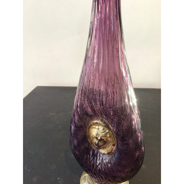 1950s Purple Murano Vase with Lions Head For Sale - Image 11 of 13