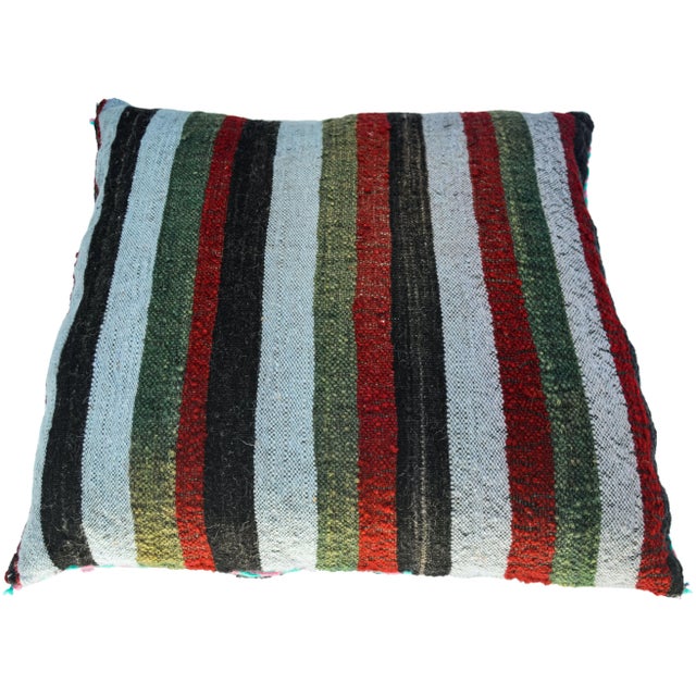 Mid 20th Century Berber Pillow W/ Diagonal Stripes For Sale - Image 5 of 7