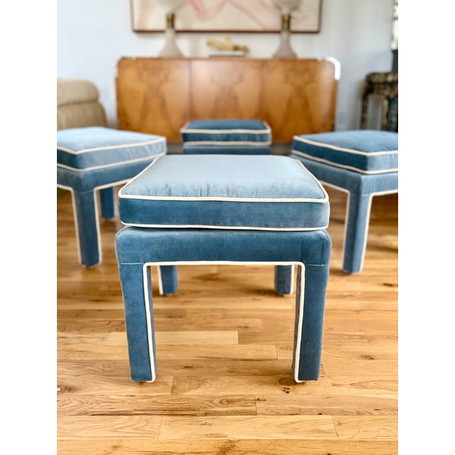 Mid 20th Century Reupholstered Vintage Parsons Style Ottomans - A Pair For Sale In Houston - Image 6 of 11