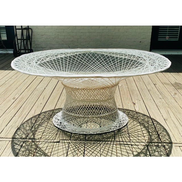 Mid-Century Modern 1970’s Russell Woodard Style Spun Fiberglass Oval Table W/ 4 Arm Chairs For Sale - Image 3 of 12