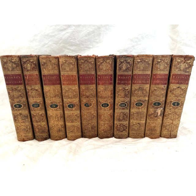 18th C. The Play's & Poems Malone's Shakespeare Leather Bound Books-A Set For Sale - Image 11 of 11
