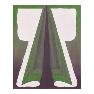 Modern Green, White & Black Abstract Geometric Kimono Collagraph, Masterplate #1 by Patricia A. Pearce For Sale