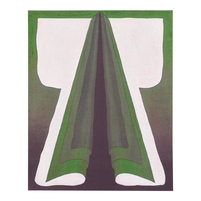 Modern Green, White & Black Abstract Geometric Kimono Collagraph, Masterplate #1 by Patricia A. Pearce For Sale