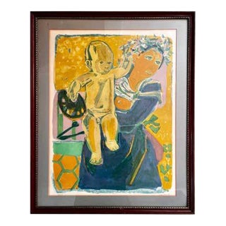 Vintage Lithograph by Artist Roger Bezombes, pencil signed, circa 1950's For Sale