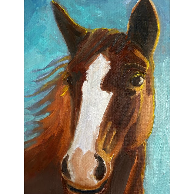 2020s Original Oil Painting Portrait of a Horse in Vintage Frame For Sale - Image 5 of 6