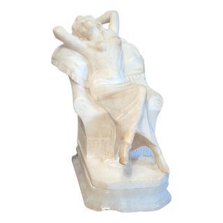 Giuseppe Gambogi, Female Figure on an Armchair, 1900s, Alabaster For Sale