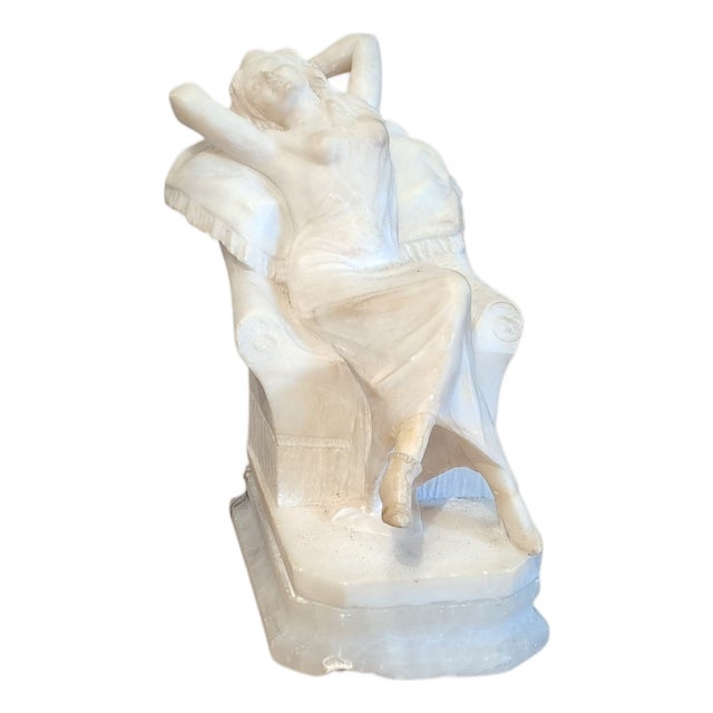 Giuseppe Gambogi, Female Figure on an Armchair, 1900s, Alabaster For Sale