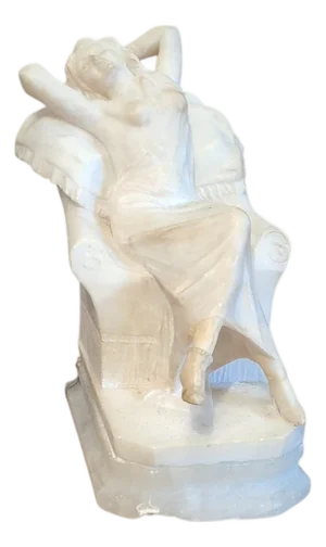Giuseppe Gambogi, Female Figure on an Armchair, 1900s, Alabaster