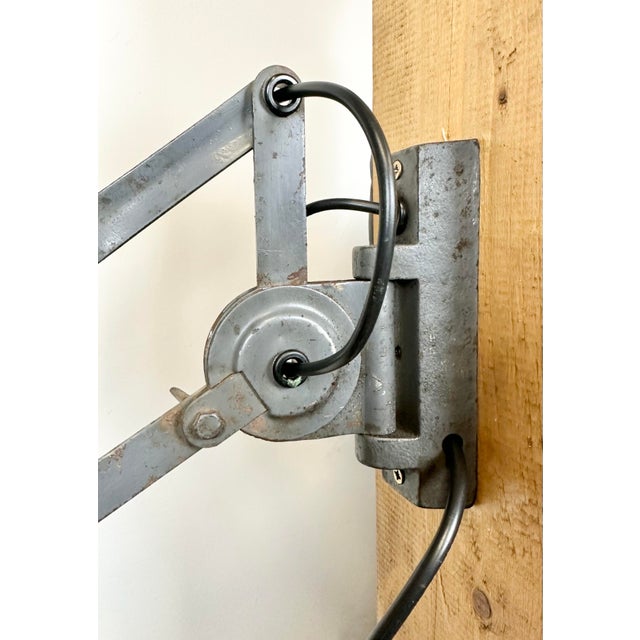 Grey Industrial Scissor Wall Lamp from Elektroinstala, 1960s For Sale - Image 6 of 14