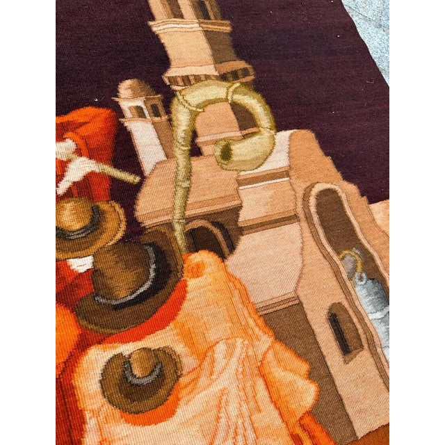 Orange Bolivian Hand Woven Tapestry, 1950s For Sale - Image 8 of 18