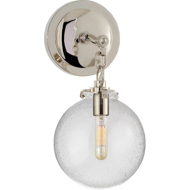 Transitional Thomas O'Brien for Visual Comfort Signature Katie Small Globe Sconce in Polished Nickel with Seeded Glass For Sale - Image 3 of 4