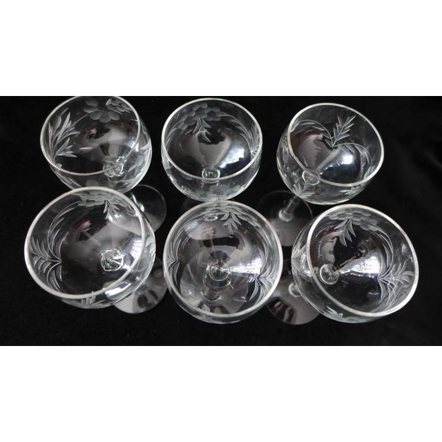 90's Etched Wine Liquor Glasses - Set of 6 For Sale - Image 4 of 11