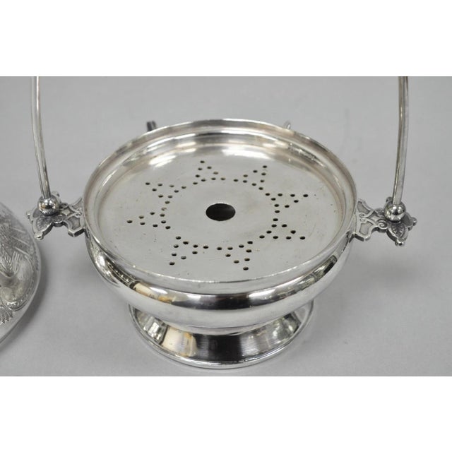 Antique English Art Nouveau Silver Plated Covered Butter Serving Dish W / Birds For Sale - Image 9 of 15