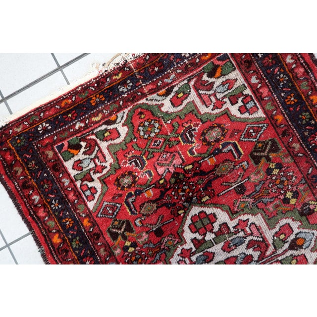 1920s, Antique Persian Hamadan Rug, Floral Medallion, 3 X 5 For Sale - Image 4 of 12