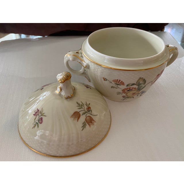 Ceramic Vintage Royal Copenhagen Frijsenborg Hand-Painted Porcelain Creamer and Sugar Set With Tray- 3 Pieces For Sale - Image 7 of 9