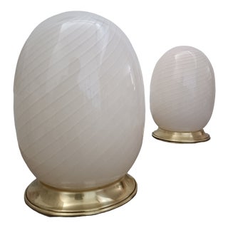 Murano Glass Egg Lamps, 1970s, Set of 2 For Sale