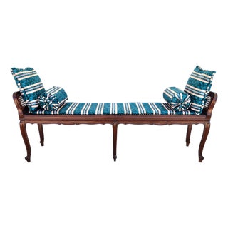 Vintage French Country Cane Bench For Sale