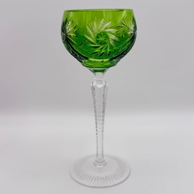 Vintage Nachtmann Style Cut-to-Clear Crystal Hock Glasses, Jewel Tone - Set of 4 For Sale In Richmond - Image 6 of 9