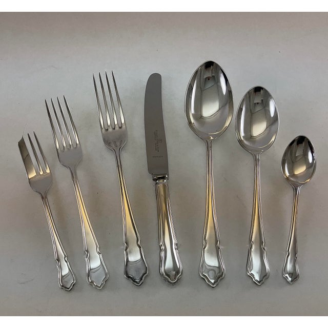 New 1980s Dessert Spoon & Fork, Du Barry - Set of 12 For Sale - Image 4 of 18