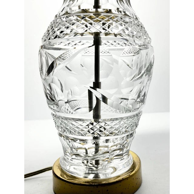 1980s 1980s Waterford Crystal & Brass Electric Small Table Lamp For Sale - Image 5 of 11