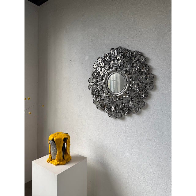 Vintage Mexican Metal Mirror, 1960s For Sale - Image 9 of 18