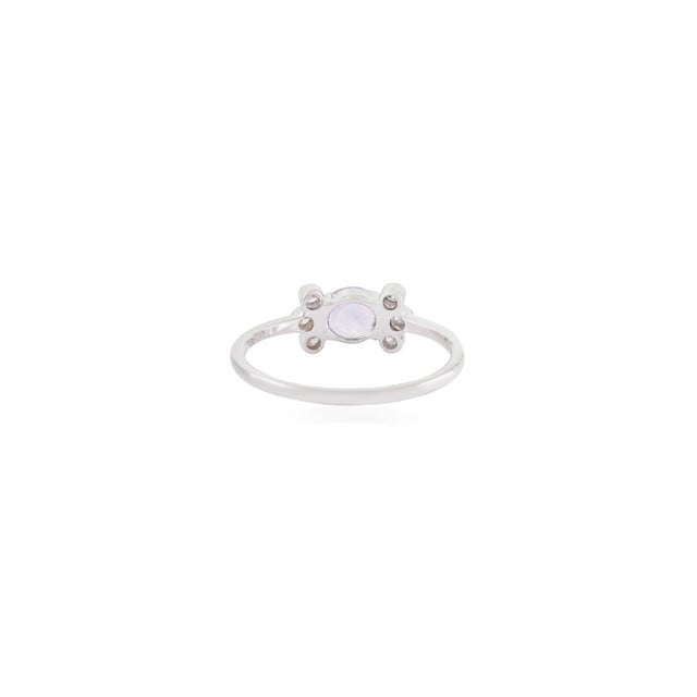 Art Deco 14k White Gold 1.11ct Lavender Sapphire & Diamond Ring Size 8 For Sale - Image 9 of 16