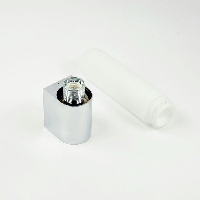 Glass Mid-Century Opaline Glass & Chrome Wall Lights from Limburg, Germany, 1970s, Set of 2 For Sale - Image 7 of 9