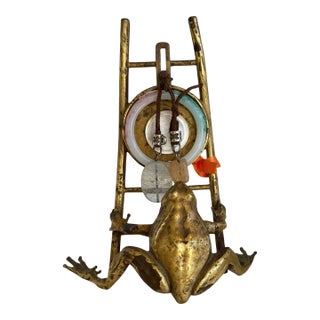 Unusual Antique Vienna Bronze Frog Easel Sculpture For Sale